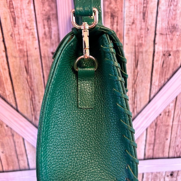 Green Handbag Mini Sara Hand-Tooled Artesian 100% Genuine Leather (H) - Picture 10 of 13